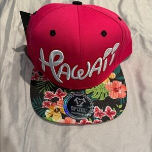 Vibrant Hawaii Floral Snapback Hat - Pink and Black